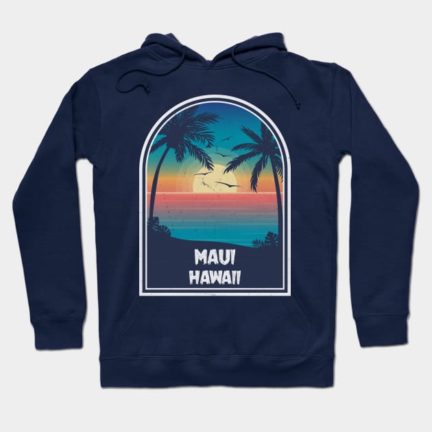 Maui Hawaii Vintage Retro Hoodie by kalponik